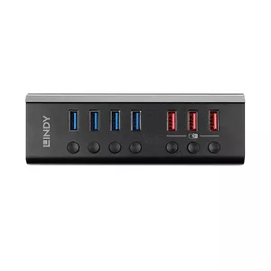 Lindy 4 Port USB 3.0 Hub with 3 Quick Charge 3.0 Ports USB 3.2 Gen 1 (3.1 Gen 1) Type-B 5000 Mbit/s Black