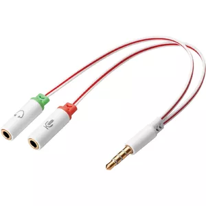 Sandberg Headset converter Dual->Single audio kabelis 3.5mm TRS Balts