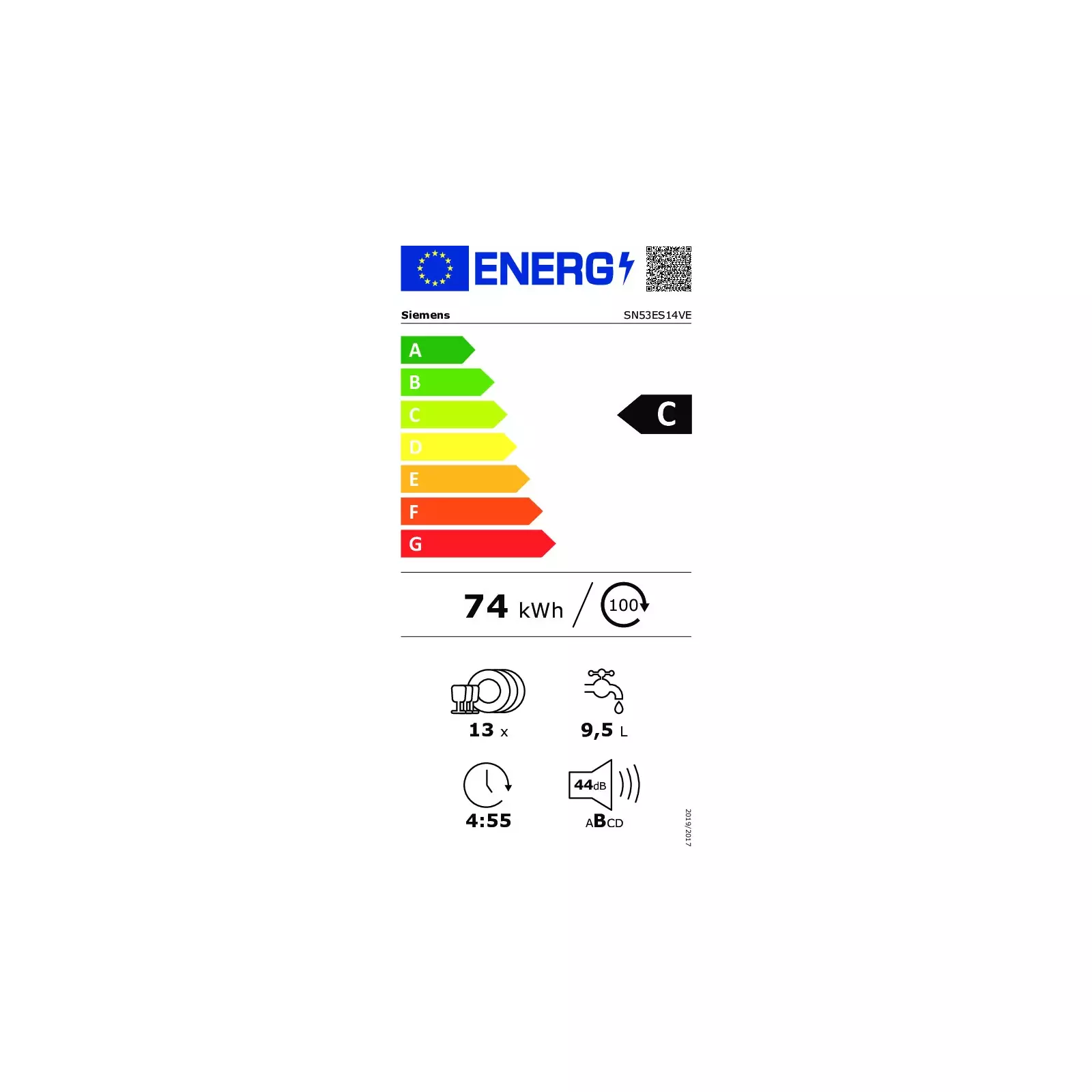 Siemens IQ300 SN53ES14VE Dishwasher Semi SN53ES14VE Built In