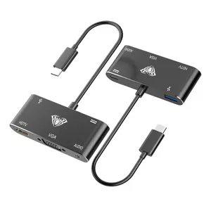 Aula OT-9573S 5in1 Hub adapteris USB-C uz Hdmi 4K 30Hz / VGA monitor / USB 3.0 / Audio 3.5mm / PD uzlāde