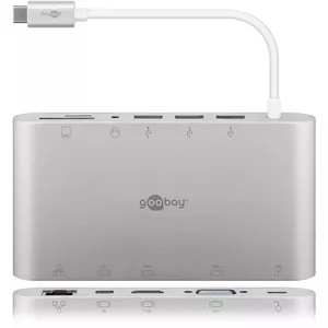 Goobay 62113 laptop dock/port replicator Wired USB 3.2 Gen 1 (3.1 Gen 1) Type-C Silver