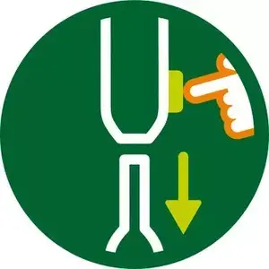 Vienas pogas atbrīvošana ātrai piederumu nomaiņai