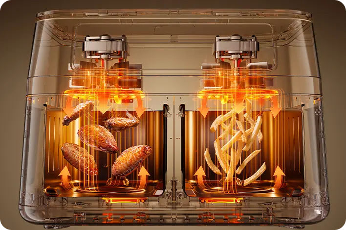 Широкий температурный диапазон (35–240°C) и мощность 3000 Вт для хрустящей корочки