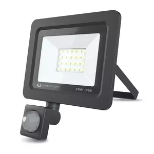 Forever PROXIM II 20W LED PIR Flood Light IP66 1600 Lumens 6000K Cool White Black Outdoor Indoor