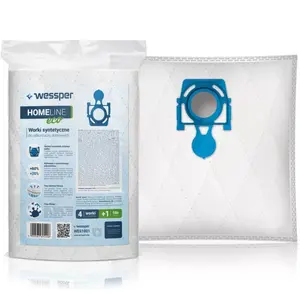 Dust bag for cylinder vacuum Wessper WES1001, white, width 300 mm, pack of 4 (with 1 filter)