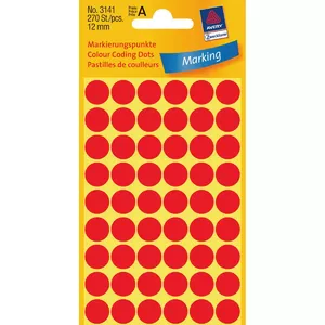 Label stickers Avery Zweckform 3141 — red circular paper dots 1.2 cm, 270 labels (5 sheets)