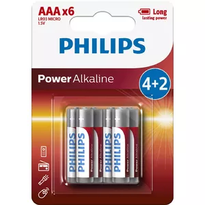 Vienreizējās baterijas Philips Power Alkaline LR03P6BP/10