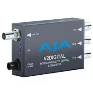 AJA V2Analog HD/SD-SDI-analogais mini-konvertors - + 5-20 VDC, 3 Watt - Ārējais pārslēdzējs - Vadība (vietējā/attālā) (V2Analog)