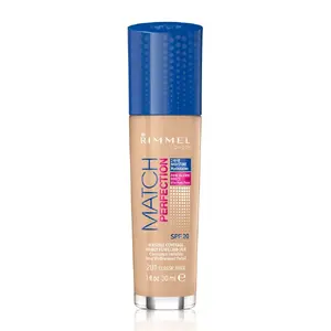 Šķidrais tonālais krēms Rimmel Match Perfection Classic Beige 201 (Cool), 30 ml, ar sūkni