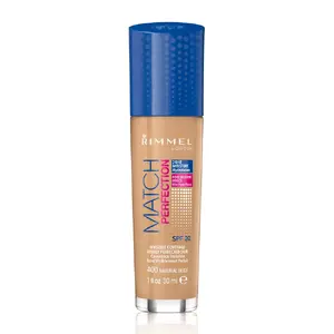 Šķidrais tonālais krēms Rimmel Match Perfection Natural Beige 400, 30 ml, dozatora sūknis, universālai ādai