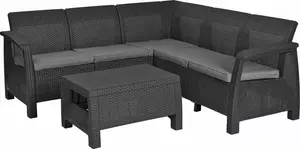 ALLiBERT Furniture set 227816 graphite color Corfu Relax corner sofa with table