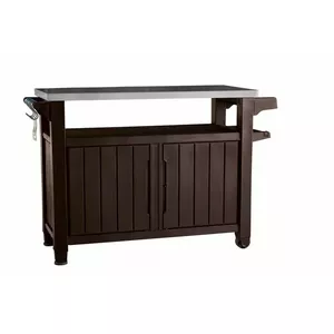 Outdoor grill table Keter Unity XL 207L brown – storage cabinet and prep surface, weather-resistant resin