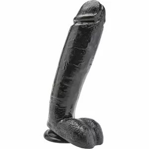 Dildo GET REAL Silicone Black 25.5 cm with Balls