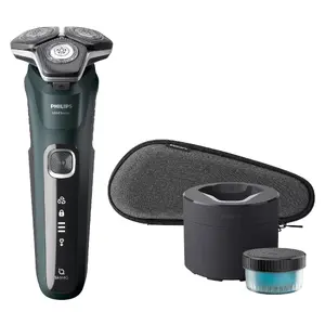 Philips SHAVER Series 5000 S5884/50 Men's Electric Shaver Rotary Trimmer Black Green Lithium-Ion Battery 60 min Operating Time SkinIQ SteelPrecision Blades Wet and Dry