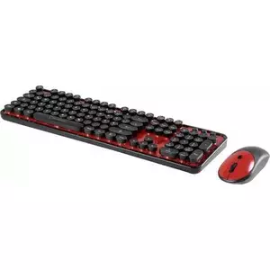 Keyboard and Mouse Set Renkforce RF-DS-RETRO QWERTZ Black Red — wired combo with QWERTZ layout