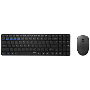 Rapoo 9300M tastatūra Pele iekļauta RF bezvadu sakari + Bluetooth QWERTZ Vācu Melns