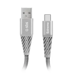 USB kabelis SBS TECABLEUNRETCK 1.5 m USB A USB C Sudraba
