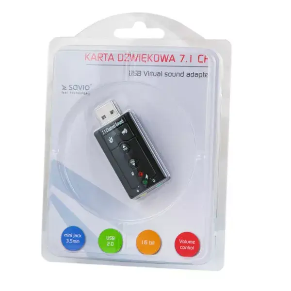 SAVIO AK-01 внешняя USB звуковая карта 7.1 Photo 2