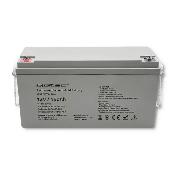AGM battery QOLTEC 53068 12V 150Ah Photo 4