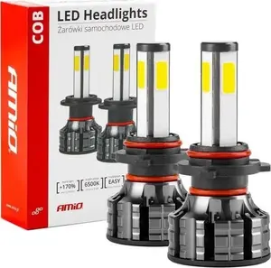 Halogen-replacement LED headlight bulb Amio AMI-02847 (HB4/P22d, 4-side COB)