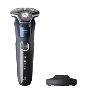 Электрическая бритва Philips SHAVER Series 5000 S5885/25 для сухого и влажного бритья с лезвиями SteelPrecision, аккумулятором, триммером и синим цветом