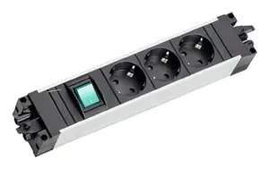Power strip Bachmann STEP ALU 3-way with switch, aluminium housing, 3x AC outlets, 230 V, 16 A, IP20