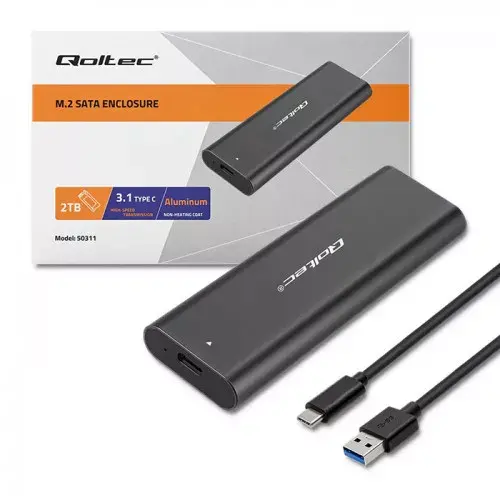 QOLTEC 50311 korpuss M.2 SATA ar USB Type-C Photo 2