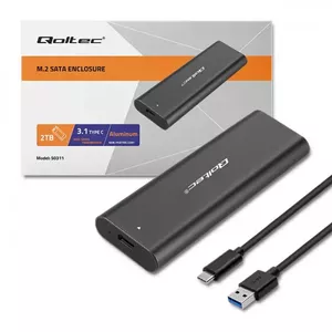 SSD enclosure QOLTEC 50312 Black for single M.2 SATA drive, USB Type-C (USB 2.0 / 3.2 Gen 1)