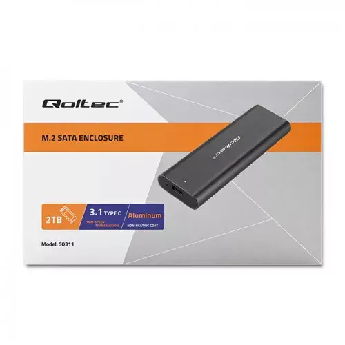 SSD korpuss QOLTEC 50312 melns M.2 SATA USB-C Photo 6
