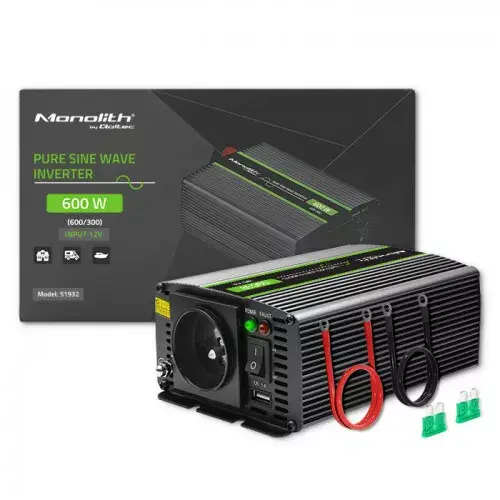 Jaudas adapteris invertors Qoltec Monolith 600 W Photo 2