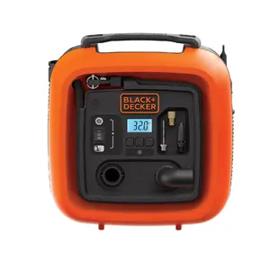 Портативный компрессор Black & Decker ASI400-XJ — 12 В, 160 л/мин, макс. 11 бар, встроенный манометр и дисплей