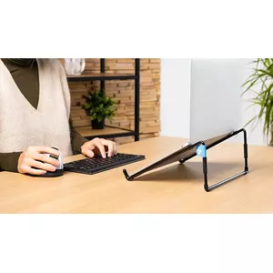 Brings your laptop up to eye level -  Stimulates an upright posture