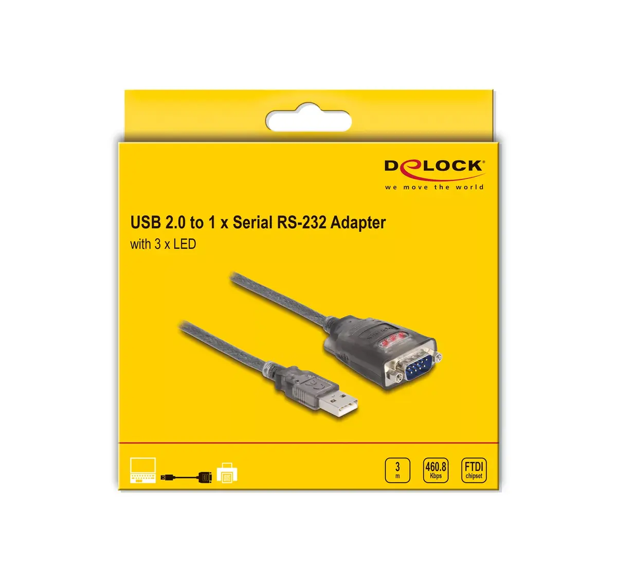 DeLOCK Adapteris USB 2.0 Type-A uz Serial RS-232 D-Sub 9 pin male Photo 3