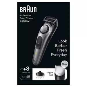 Braun BeardTrimmer 7 BT7420 Baterija 40 2 cm Melns, Pelēks