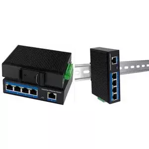 LogiLink Industrial Fast Ethernet PoE komutators, 5 porti 10/100Base-TX RJ45, bez vadības, Plug &amp; Play, melns - 1 gabals (NS200P)