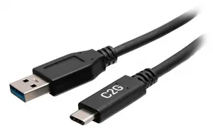 C2G USB-C vīrišķais līdz USB-A vīrišķais kabelis USB 3.2 Gen 1 5Gbps 0.15m melns