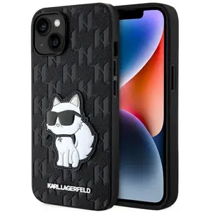 Phone case Karl Lagerfeld KLHCP14SSAKHPCK Black Saffiano Monogram Choupette for iPhone