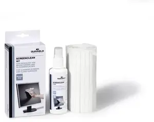Iekārtu tīrīšanas komplekts Durable SCREENCLEAN priekš LCD/TFT/Plasma — mitras/sausās salvetes un 125 ml šķidruma
