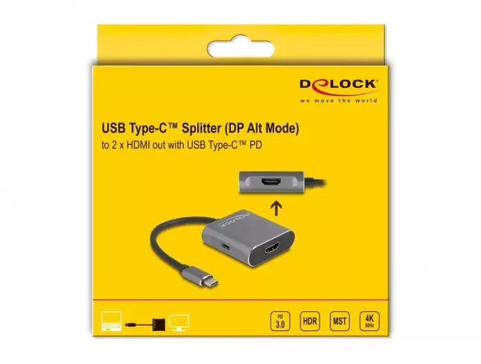 DeLOCK USB Type-C Splitter DP Alt Mode to 2 x HDMI MST Photo 2
