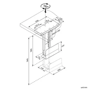 Desk-mounted CPU holder ROLINE CS-11D extendable with rotation function