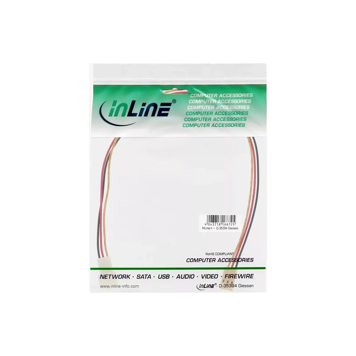 InLine ventilatora kabeļa pagarinājums 3pin Molex Photo 2