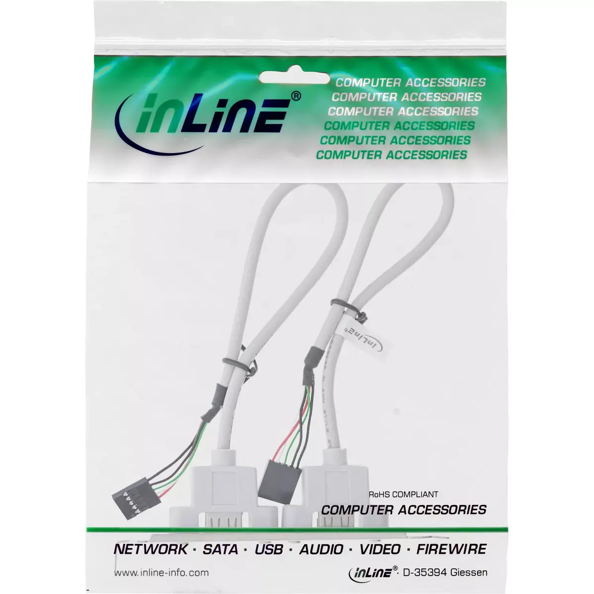 InLine Slot Bracket 2x USB 2.0 Type A female to 2x 5 Pin internal header Photo 2