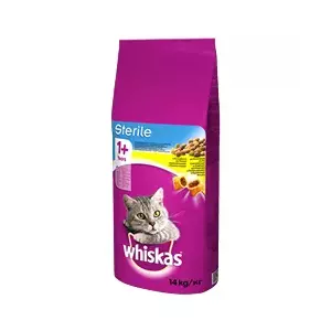 Sausais kaķu barības Whiskas Adult ar vistas gaļu 14 kg — pieaugušiem, sterilizētiem, visām šķirnēm