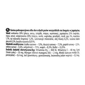 Влажный корм для собак dolina noteci Premium с ягнятиной 400 г — полнорационный консервированный рацион для взрослых собак, 75% влаги, 12% белка
