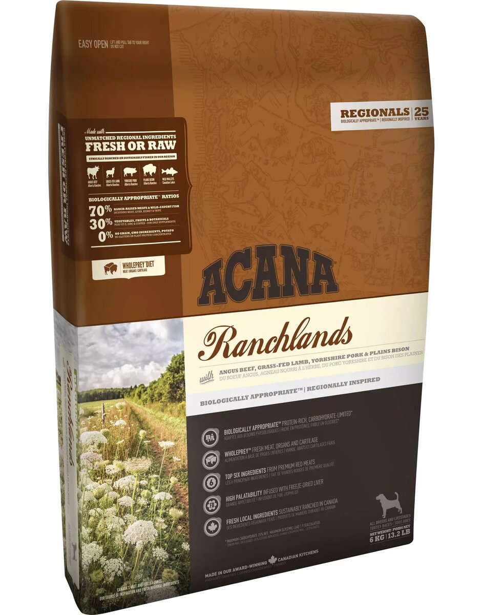 Sausais barība suņiem ACANA Regionals Ranchlands