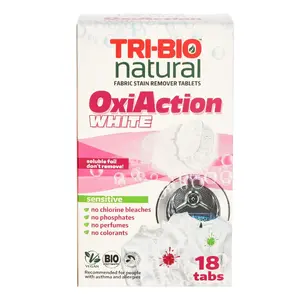 Mazgāšanas tabletes Tri-Bio Tri-Bio Oxy-Action White 18 gab. – koncentrētas tabletes baltai veļai