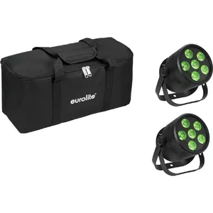 LED Par Light EUROLITE Silent Par 6 QCL Floor set of 2 with Soft-Bag