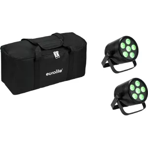 LED PAR light set EUROLITE 2x AKKU PAR 6 QCL, battery-powered portable stage wash lights