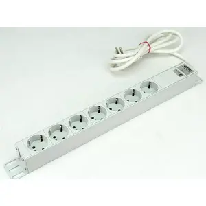 Power distribution strip Rittal-Werk DK7240.210 — 7 AC outlets (Type D), 250 V, 2 m cable, aluminium, white