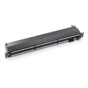 EQUIP 24‑Port Cat.6A Shielded Patch Panel Black 1U RJ‑45 Gold contacts Rack‑mount